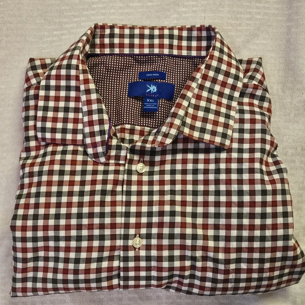 Egara Men's Red White Black Plaid Long Sleeve Button-down Shirt In Size XXL. 2XL